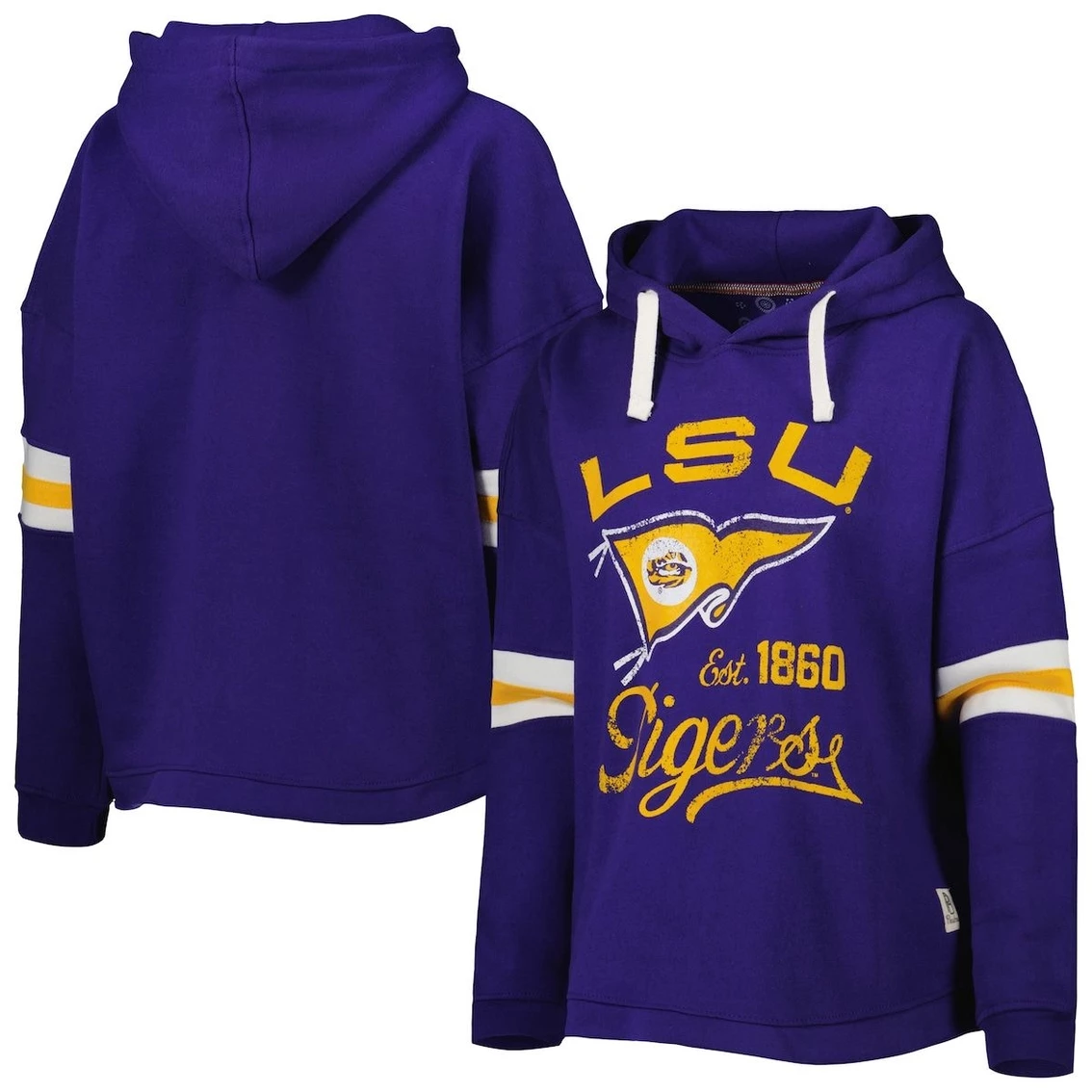 Cheapest π Women's Pressbox Purple LSU Tigers Super Pennant Pullover Hoodie βοΈ - Image 2