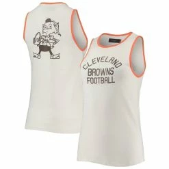 Buy π₯ Women's Junk Food White/Orange Cleveland Browns Brownie The Elf Throwback Pop Binding Scoop Neck Tank Top β