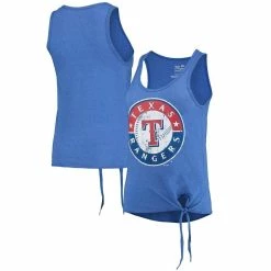 Promo 🌟 Women's Majestic Threads Royal Texas Rangers Scoop Neck Racerback Side Tie Tri-Blend Tank Top 🤩