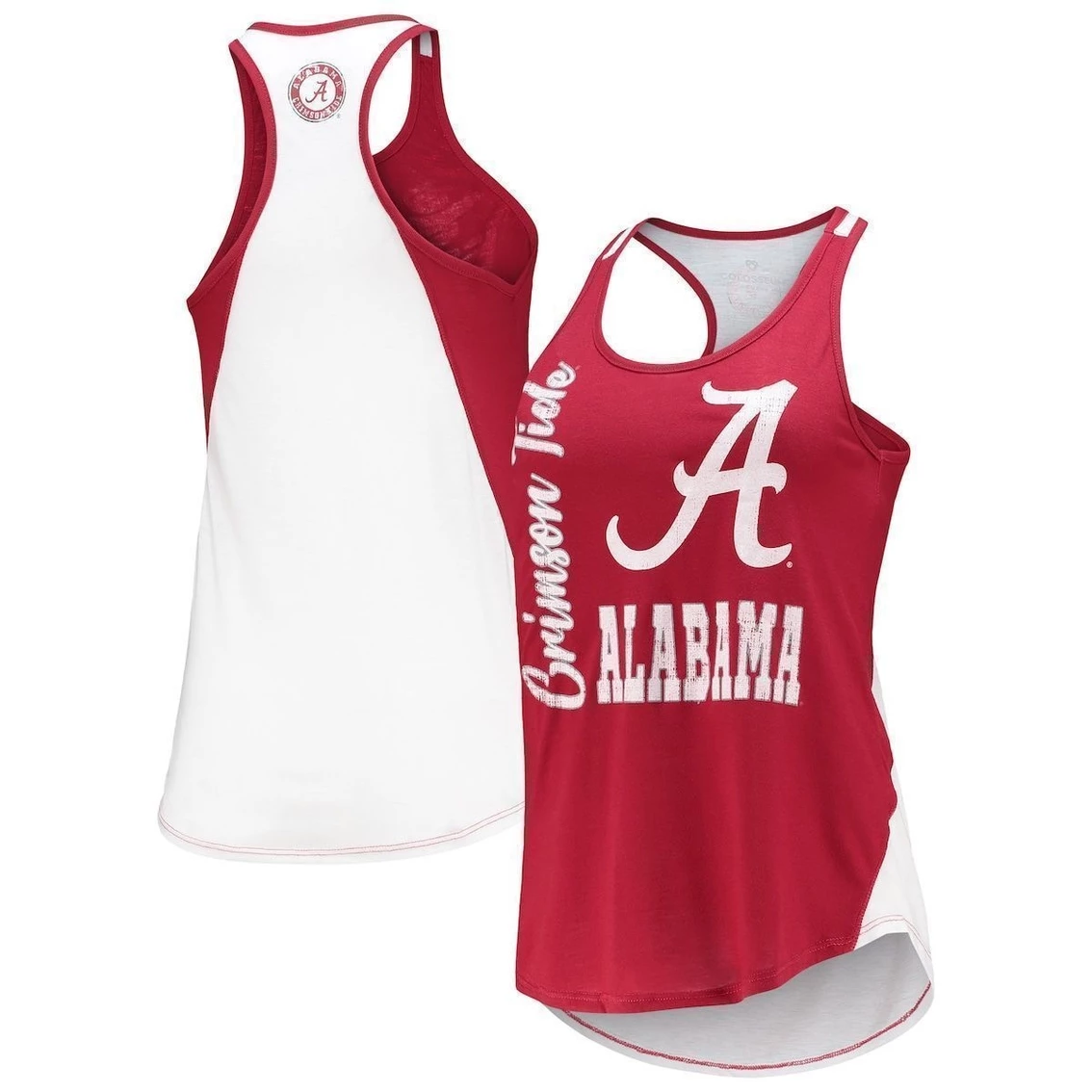 Outlet β¨ Women's Colosseum Crimson/White Alabama Crimson Tide George Glass 2-Hit Scoop Neck Racerback Tank Top β - Image 2