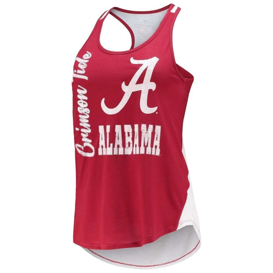 Outlet β¨ Women's Colosseum Crimson/White Alabama Crimson Tide George Glass 2-Hit Scoop Neck Racerback Tank Top β - Image 3