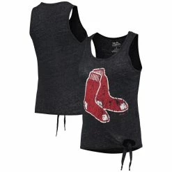 Cheapest 🌟 Women's Majestic Threads Navy Boston Red Sox Scoop Neck Racerback Side Tie Tri-Blend Tank Top ⭐