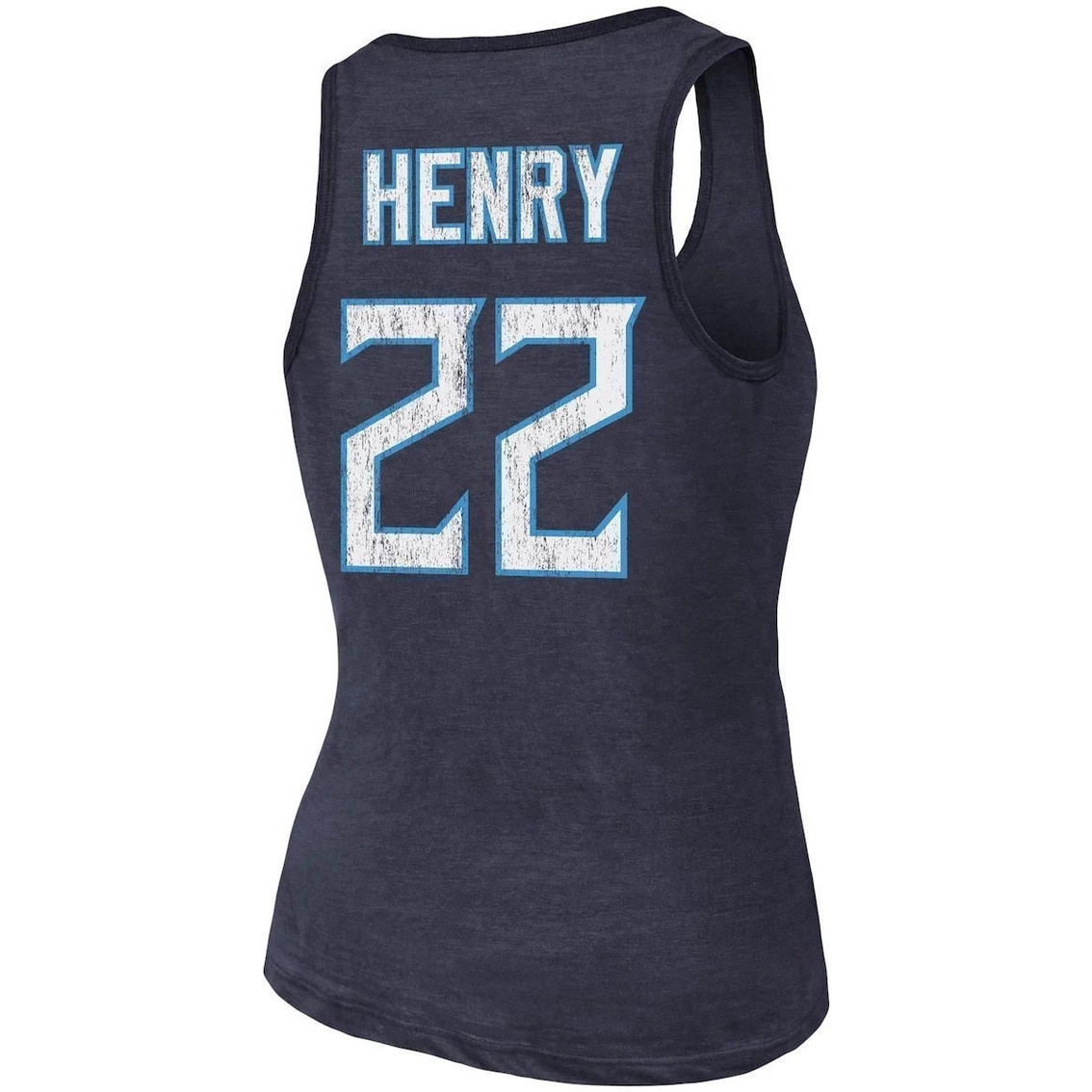 Hot Sale π Majestic Threads π© Women's Fanatics Branded Heathered Navy Tennessee Titans Name & Number Tri-Blend Tank Top π€© - Image 4