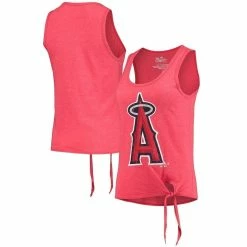 New ✔️ Women's Majestic Threads Red Los Angeles Angels Scoop Neck Racerback Side Tie Tri-Blend Tank Top ❤️