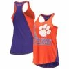Wholesale 🛒 Women's Colosseum Orange/Purple Clemson Tigers George Glass 2-Hit Scoop Neck Racerback Tank Top 🛒