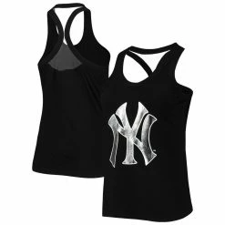 Outlet 🎉 Women's The Wild Collective Black New York Yankees Tonal Athleisure Racerback Tank Top 😉