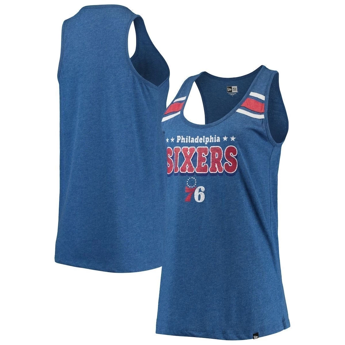 Best deal π Women's New Era Heathered Royal Philadelphia 76ers Scoop-Neck Racerback Tank Top π - Image 2