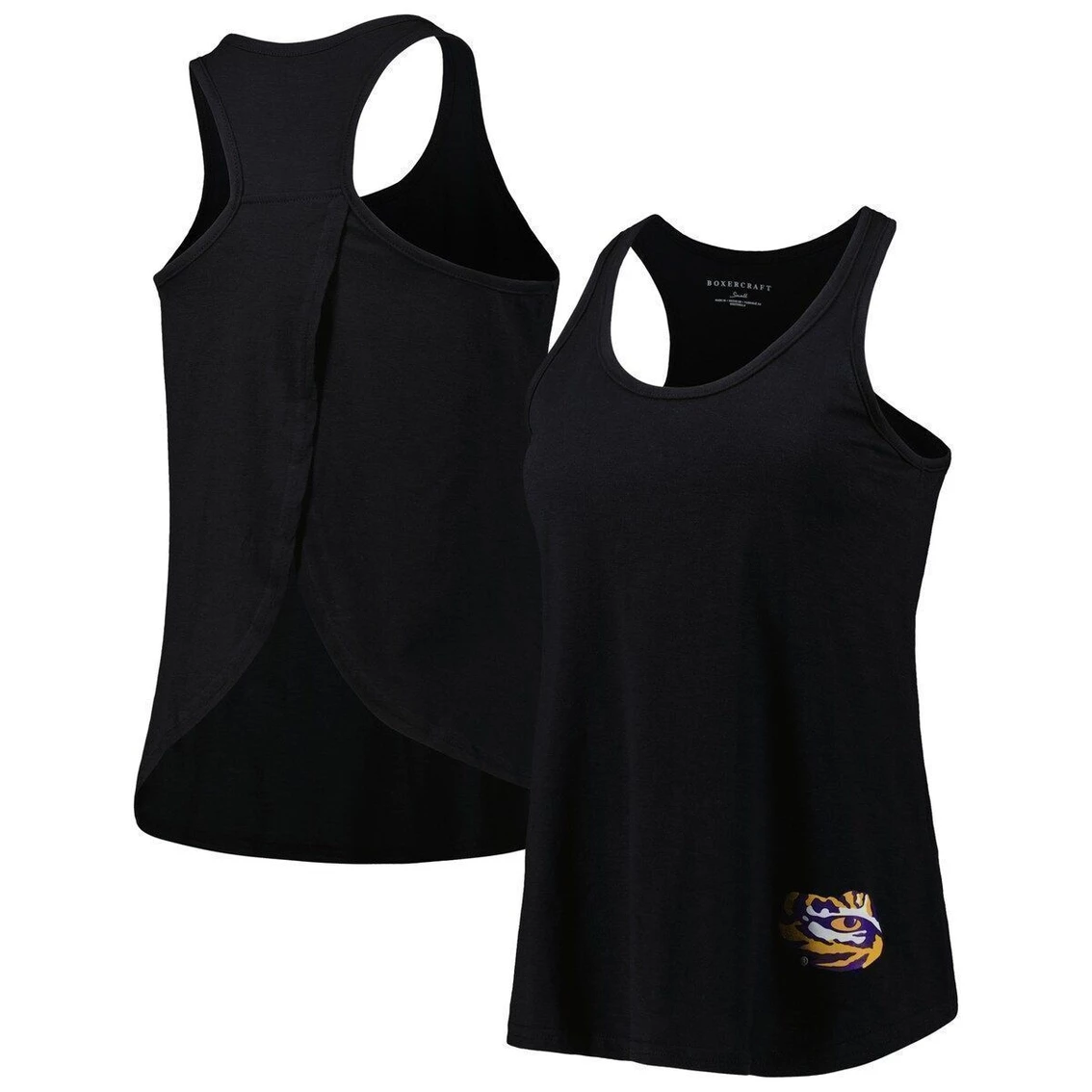 Flash Sale β€οΈ Boxercraft π© Women's Black LSU Tigers Charm 2.0 Scoop Neck Open Back Racerback Tank Top βοΈ - Image 2