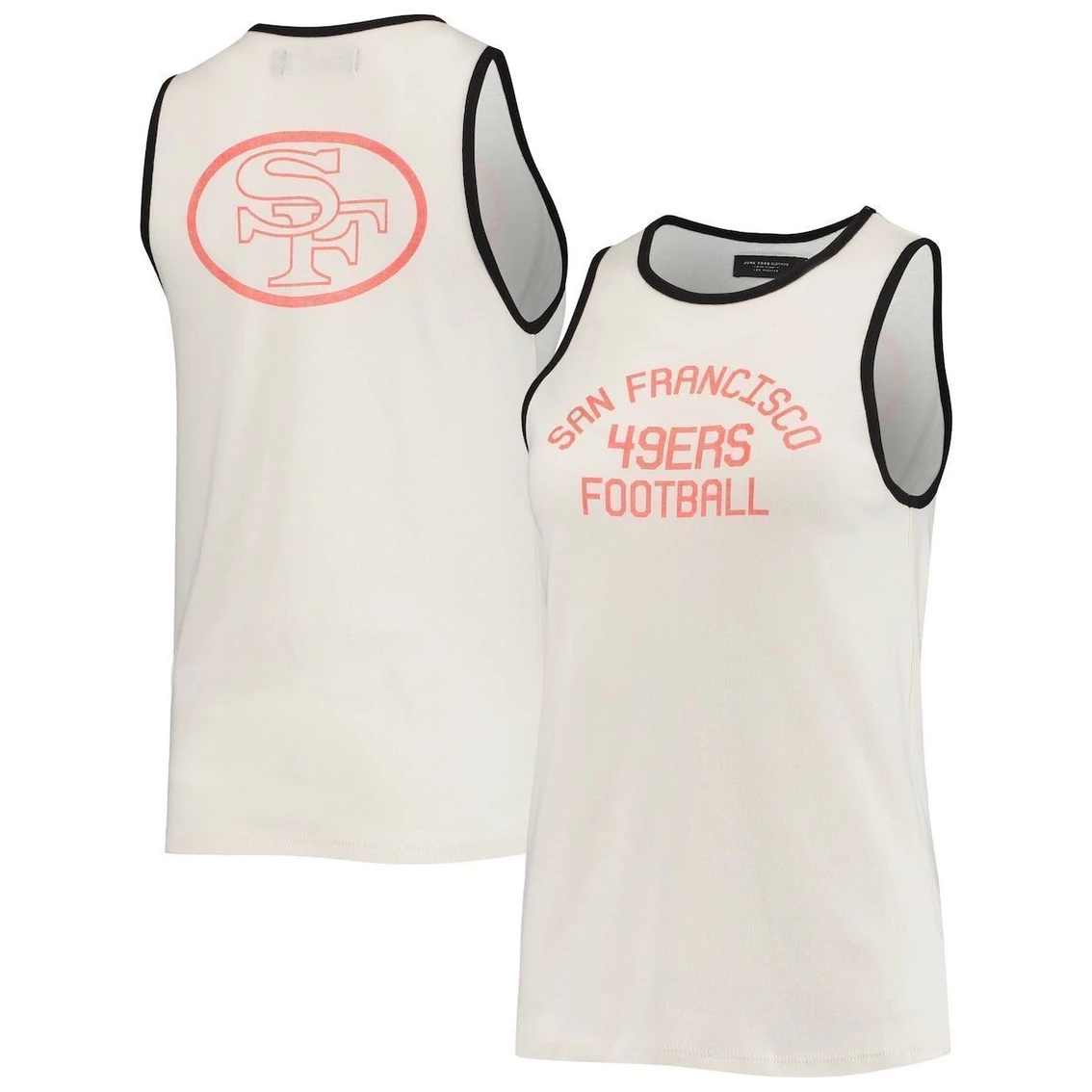 Discount π Women's Junk Food White/Black San Francisco 49ers Throwback Pop Binding Scoop Neck Tank Top π - Image 2