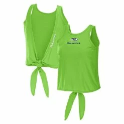 Best Sale π Women's WEAR By Erin Andrews Neon Green Seattle Seahawks Open Back Twist Tie Tank Top π€©
