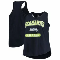 Best Pirce 🥰 Profile 👩 Women's Seattle Seahawks College Navy Plus Size Team Racerback Tank Top 😀