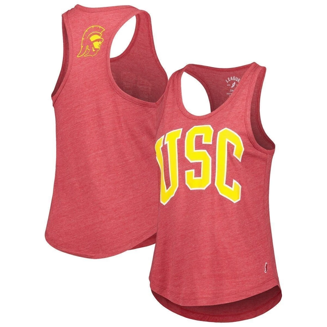 Flash Sale π Women's League Collegiate Wear Heather Cardinal USC Trojans Two-Hit Intramural Tri-Blend Scoop Neck Racerback Tank Top π - Image 2
