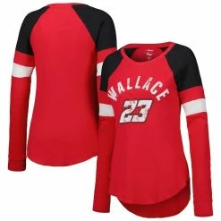 Best Sale 💯 Women's G-III 4Her By Carl Banks Red Bubba Wallace Action Tri-Blend Thermal Raglan Long Sleeve T-Shirt ❤️