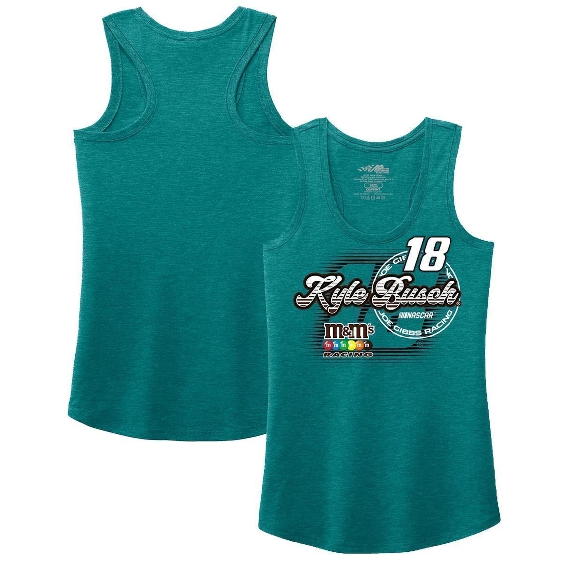 Flash Sale π€© Women's Joe Gibbs Racing Team Collection Teal Kyle Busch Racerback Tank Top π€©