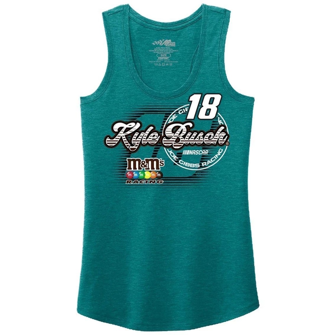 Flash Sale π€© Women's Joe Gibbs Racing Team Collection Teal Kyle Busch Racerback Tank Top π€© - Image 3