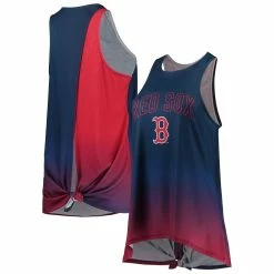 Hot Sale 🎁 Women's FOCO Navy Boston Red Sox Gradient Tie-Back Racerback Tank Top 😀