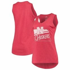 Best reviews of β Women's Pressbox Scarlet Nebraska Huskers Ferris Melange V-Neck Tank Top π