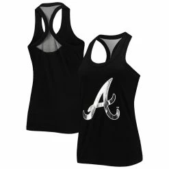 Deals 🎉 Women's The Wild Collective Black Atlanta Braves Tonal Athleisure Racerback Tank Top 🛒