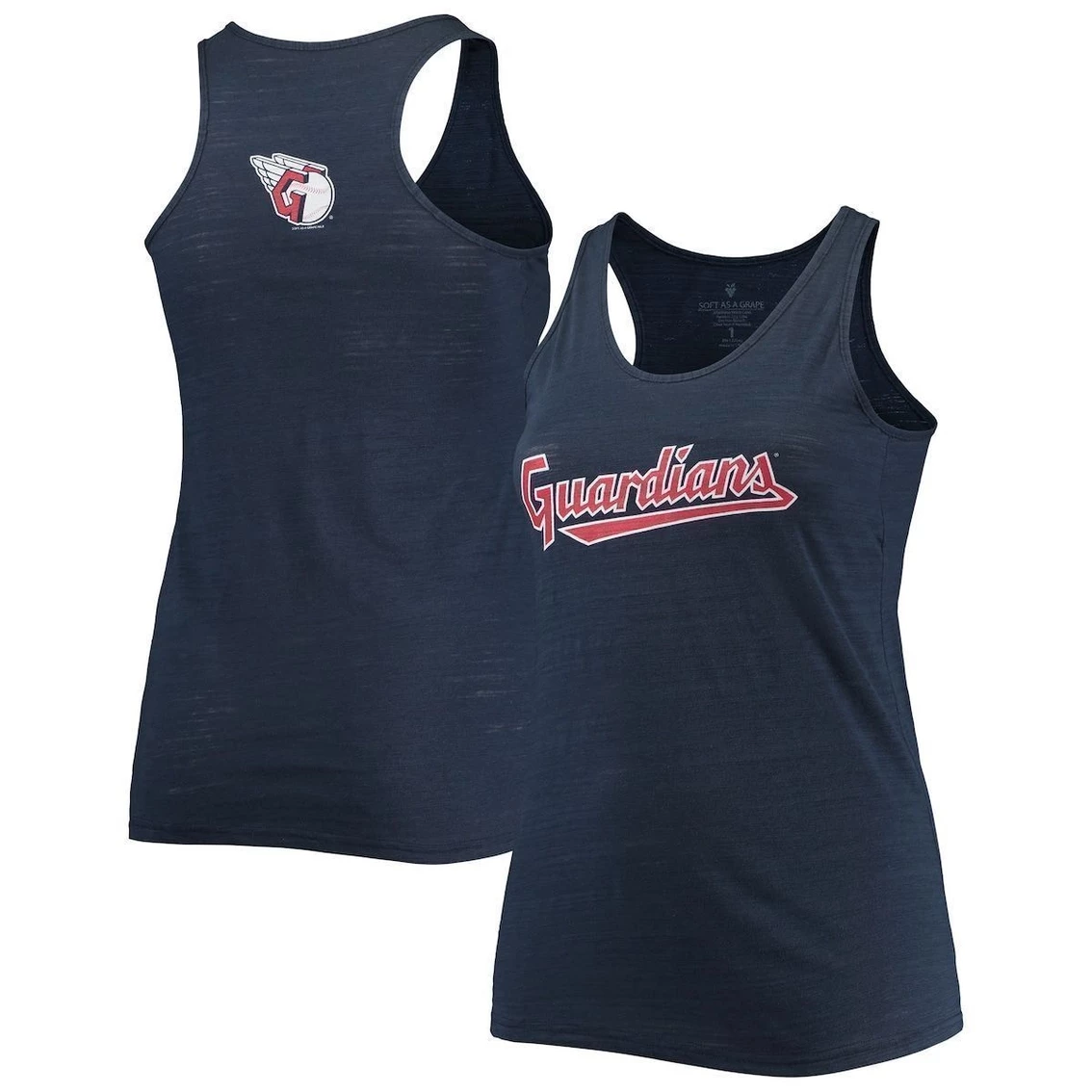 Wholesale π Women's Soft As A Grape Navy Cleveland Guardians Plus Size Swing For The Fences Tri-Blend Racerback Tank Top β¨