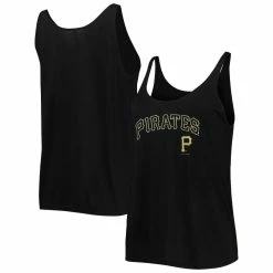 Cheap 🔔 Women's Soft As A Grape Black Pittsburgh Pirates Slouchy Tank Top 👍