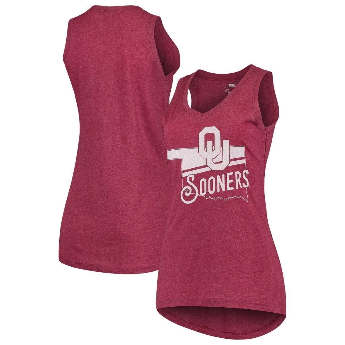 Brand new βοΈ Women's Pressbox Crimson Oklahoma Sooners Ferris Melange V-Neck Tank Top π§¨