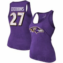 Budget 🥰 Women's Majestic Threads J.K. Dobbins Heathered Purple Baltimore Ravens Name & Number Tri-Blend Tank Top 🥰
