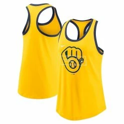 Cheapest 𧨠Women's Nike Gold Milwaukee Brewers X-Ray Racerback Performance Tank Top π