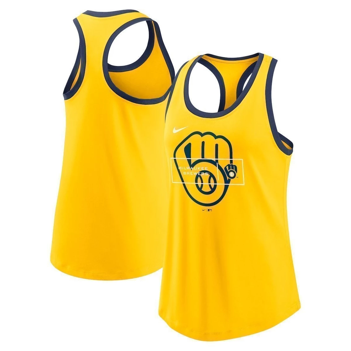 Cheapest 𧨠Women's Nike Gold Milwaukee Brewers X-Ray Racerback Performance Tank Top π - Image 2