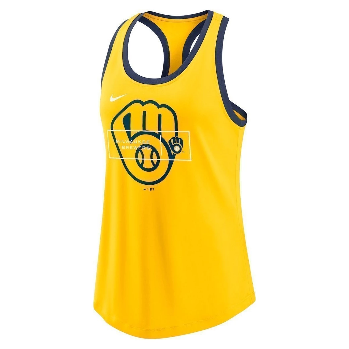 Cheapest 𧨠Women's Nike Gold Milwaukee Brewers X-Ray Racerback Performance Tank Top π - Image 3
