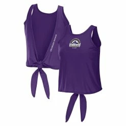 Flash Sale 🧨 Women's WEAR By Erin Andrews Purple Colorado Rockies Open Back Twist Tie Tank Top ⌛