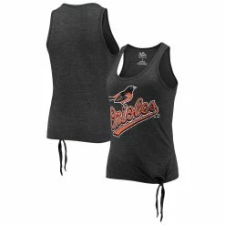 Deals 🎉 Women's Majestic Threads Black Baltimore Orioles Scoop Neck Racerback Side Tie Tri-Blend Tank Top 👍