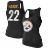 Wholesale ✔️ Women's Majestic Threads Najee Harris Black Pittsburgh Steelers Player Name & Number Tri-Blend Tank Top 🧨