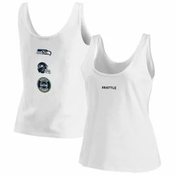 Best deal 🔥 Women's WEAR By Erin Andrews White Seattle Seahawks Team Scoop Neck Tank Top 😀