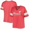 Top 10 ✨ Profile 👩 Women's Heather Red Wisconsin Badgers Plus Size Give It All V-Neck T-Shirt 🔔