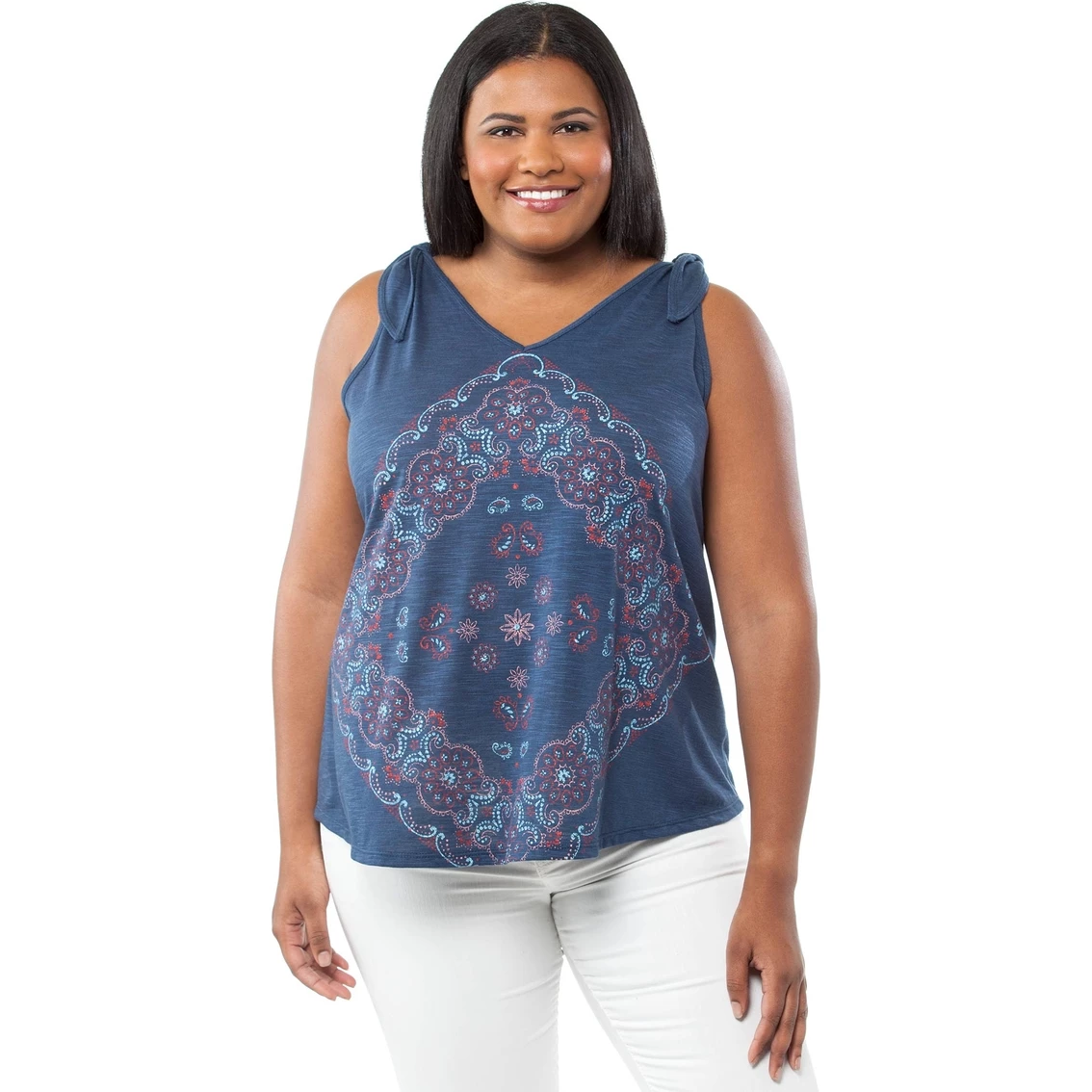 Brand new π Cherokee Plus Size Shoulder Tie Graphic Tank Top π