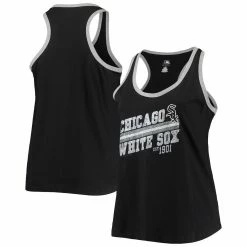 Buy ⭐ Profile 👩 Women's Black Chicago White Sox Plus Size Racerback Ringer Tank Top 🥰