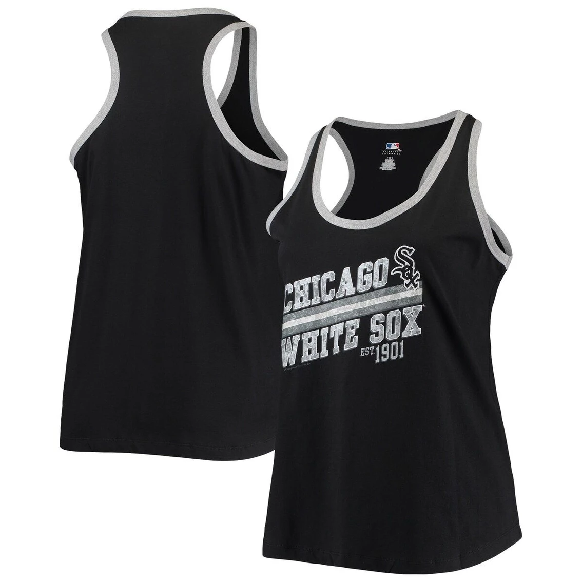 Buy β Profile π© Women's Black Chicago White Sox Plus Size Racerback Ringer Tank Top π₯° - Image 2