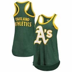 Budget 🔔 Women's G-III 4Her By Carl Banks Green Oakland Athletics Tater Burnout Racerback Tank Top 🎁