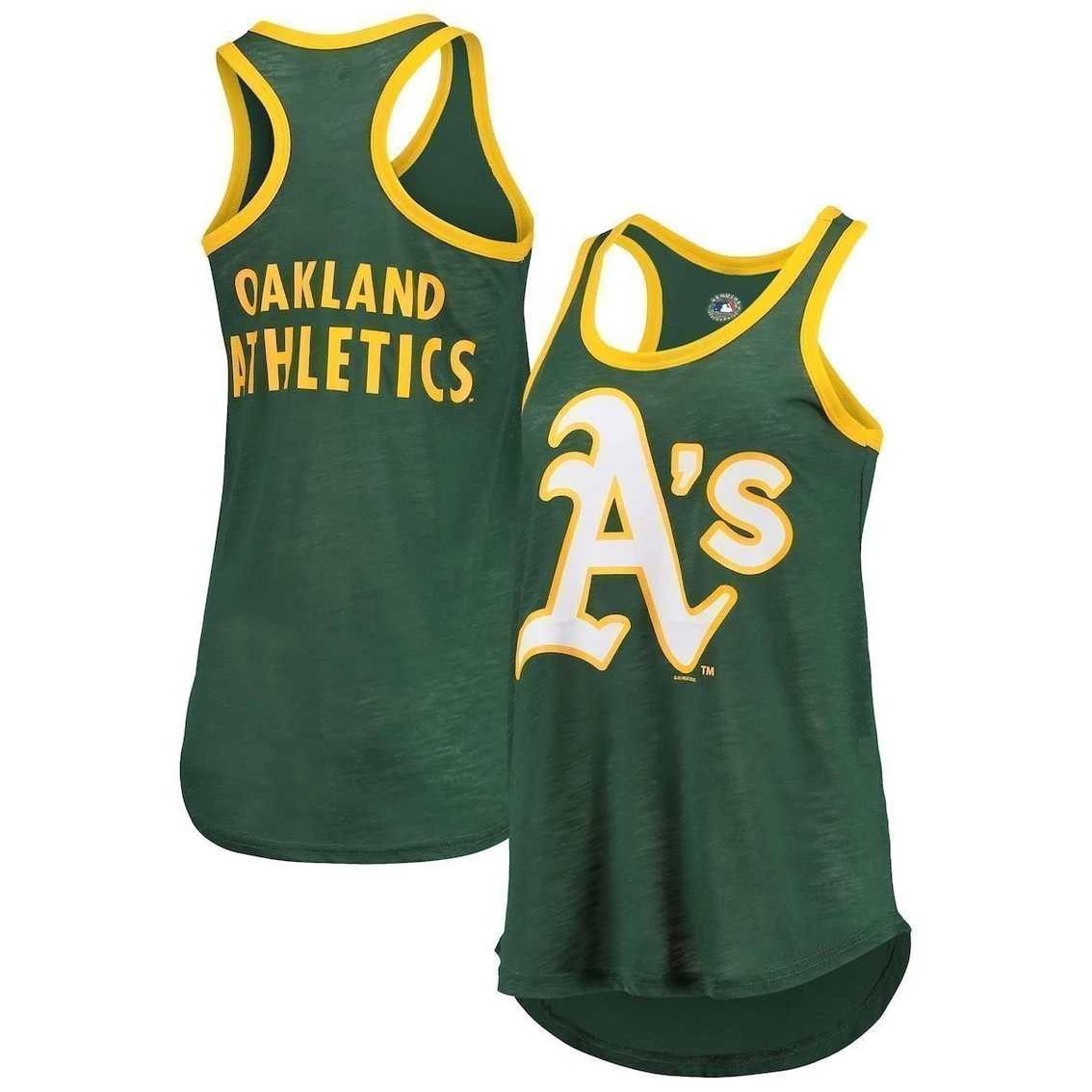 Budget π Women's G-III 4Her By Carl Banks Green Oakland Athletics Tater Burnout Racerback Tank Top π