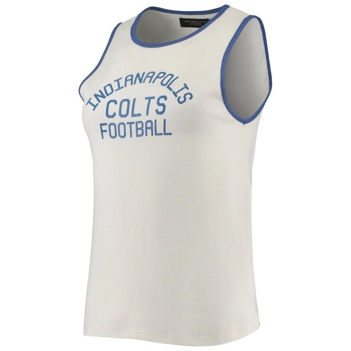 Cheap π Women's Junk Food White/Royal Indianapolis Colts Throwback Pop Binding Scoop Neck Tank Top π - Image 3