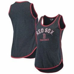 Discount 🔥 Women's New Era Heathered Navy Boston Red Sox Contrast Binding Scoop Neck Tank Top ✨