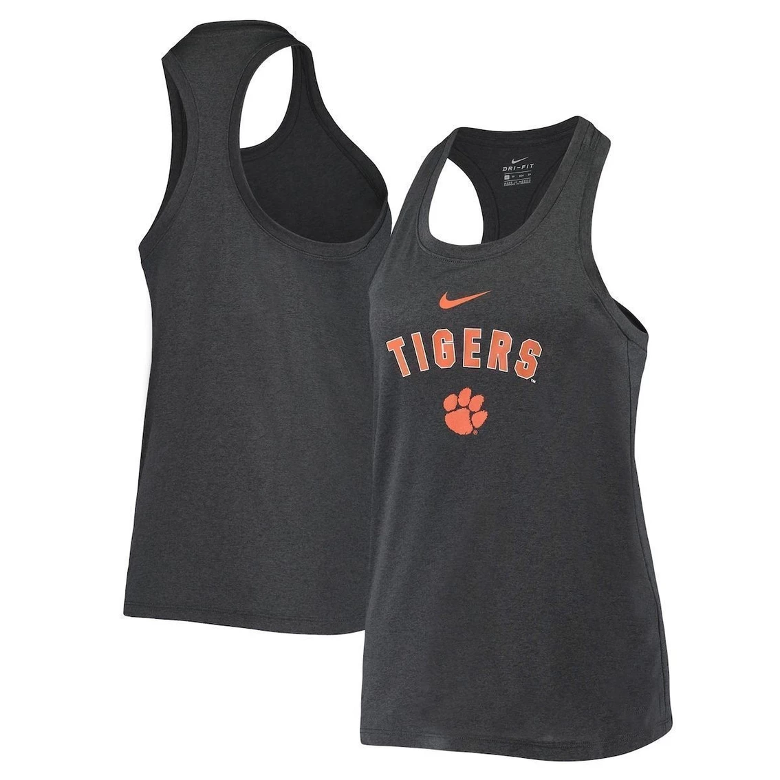 Outlet π Women's Nike Anthracite Clemson Tigers Arch & Logo Classic Performance Tank Top β - Image 2