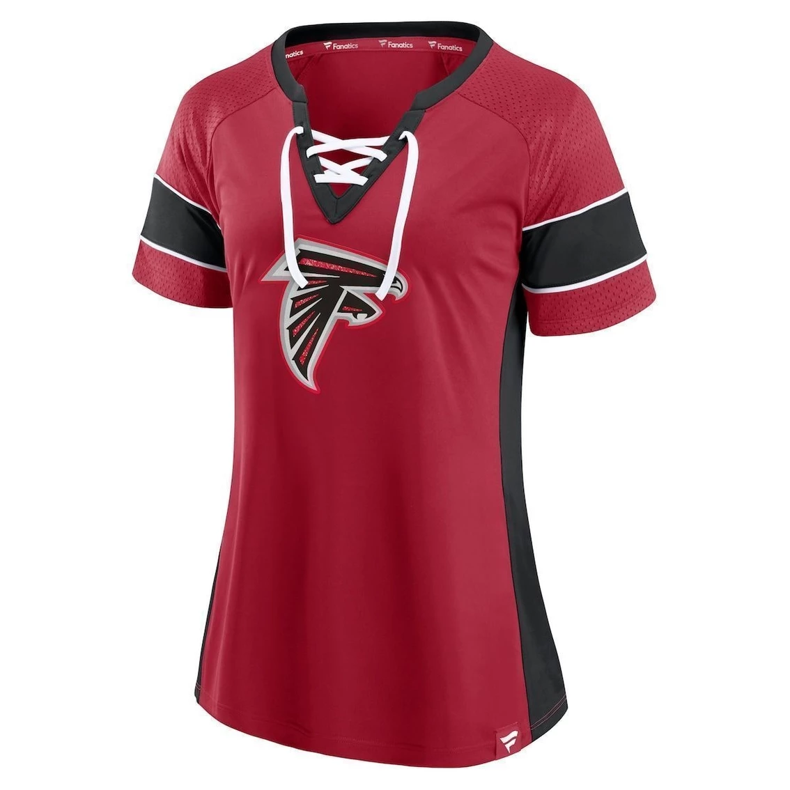 Cheapest π Women's Fanatics Branded Red/Black Atlanta Falcons Team Draft Me Lace-Up Raglan T-Shirt 𧨠- Image 3
