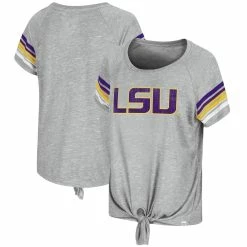 Coupon β Women's Colosseum Heathered Gray LSU Tigers Boo You Knotted Raglan T-Shirt π
