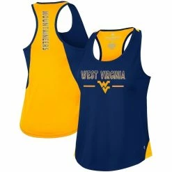 Best Pirce 🔔 Women's Colosseum Navy West Virginia Mountaineers Sachs 2-Hit Scoop Neck Racerback Tank Top ⌛