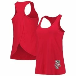 Budget β Boxercraft π© Women's Red Wisconsin Badgers Charm 2.0 Scoop Neck Open Back Racerback Tank Top π