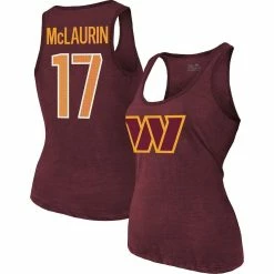 Hot Sale 😉 Women's Majestic Threads Terry McLaurin Burgundy Washington Commanders Player Name & Number Tri-Blend Tank Top ⭐