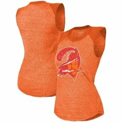 Buy ⭐ Women's Majestic Threads Orange Tampa Bay Buccaneers Retro Tri-Blend Raglan Muscle Tank Top 🛒