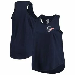 Best Sale 𧨠Women's Fanatics Branded Navy Houston Texans Plus Size Racerback Scoop Neck Tank Top π