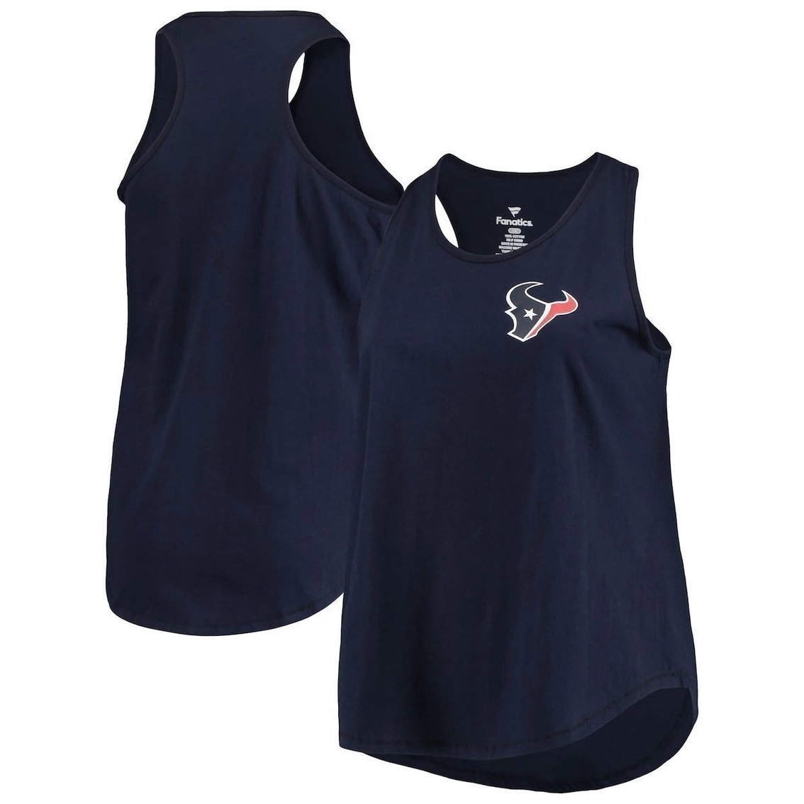 Best Sale 𧨠Women's Fanatics Branded Navy Houston Texans Plus Size Racerback Scoop Neck Tank Top π